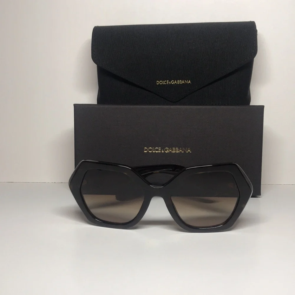 New Authentic Dolce & Gabbana DG4406 502/13 Gradient Brown Hexagonal Sunglasses